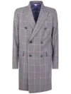 Paul Smith Checked-pattern Double-breasted Coat In Gray