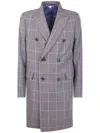 Paul Smith Checked-pattern Double-breasted Coat In Gray