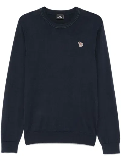 Paul Smith Mens Sweater Crew Neck Zeb Bad In Blue