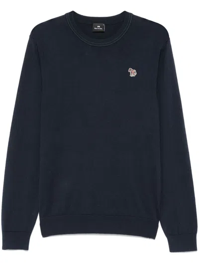 Paul Smith Mens Sweater Crew Neck Zeb Bad In Blue