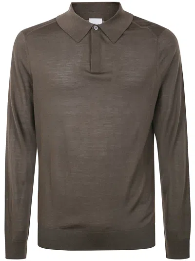 Paul Smith Mens Sweater Ls Polo In Brown