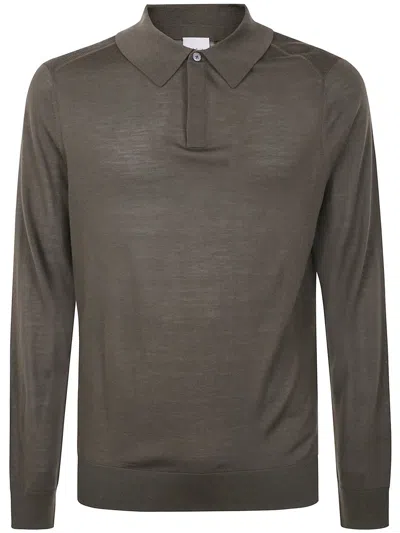 Paul Smith Mens Sweater Ls Polo Clothing In Gray