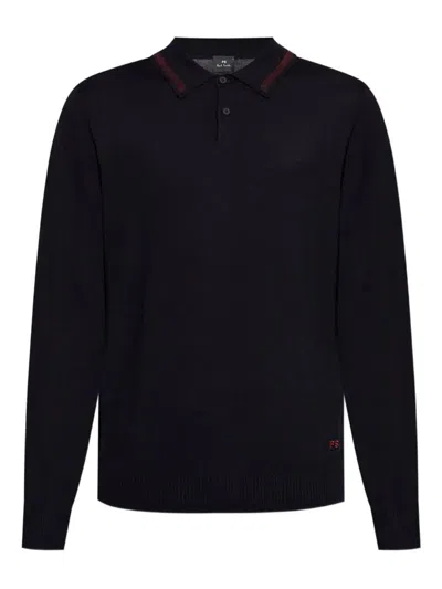 Paul Smith Mens Sweater Ls Polo Clothing In Black