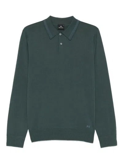 Paul Smith Mens Sweater Ls Polo In Green