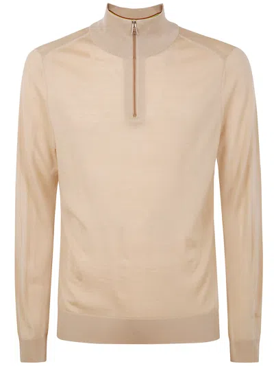 Paul Smith Mens Sweater Zip Neck In Neutral