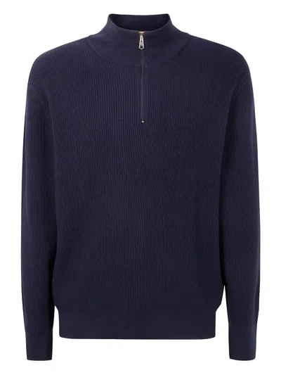 PAUL SMITH MENS SWEATER ZIP NECK,M1R.534Z.T02763 49 VERY DARK NAVY