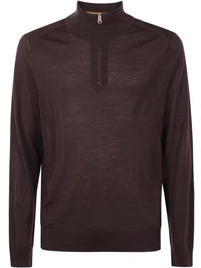 Paul Smith Mens Sweater Zip Neck Clothing In Black