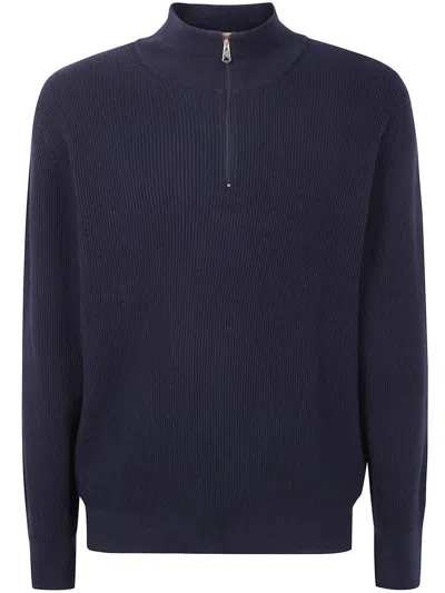 Paul Smith Mens Sweater Zip Neck Clothing In Blue