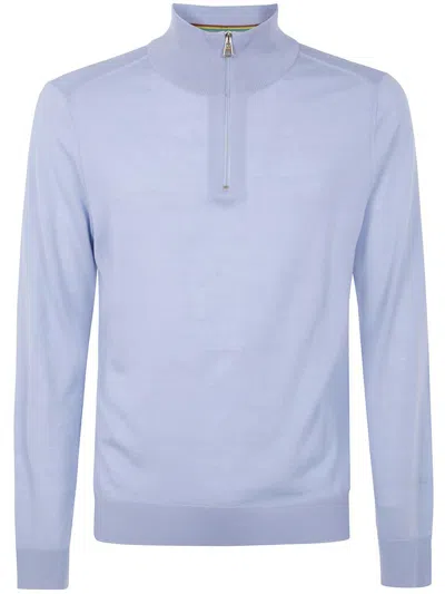 Paul Smith Mens Sweater Zip Neck Clothing In Blue