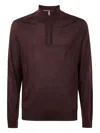 Paul Smith Mens Sweater Zip Neck In Burgundy