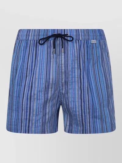 Paul Smith Mens Swim Shorts Jacquard Signature Stripes In Blue