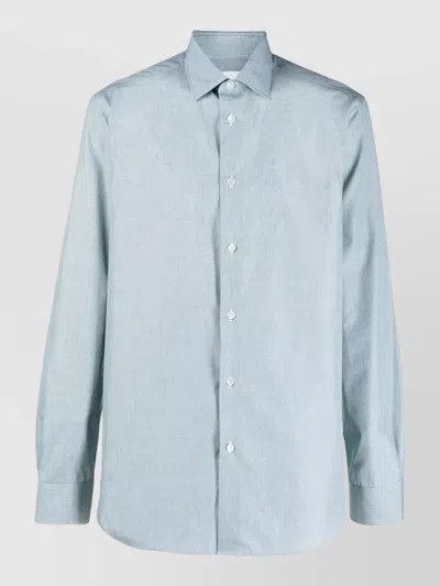 Paul Smith Mens Tailored Fit Shirt Structured Collar Long Sleeves In Blue