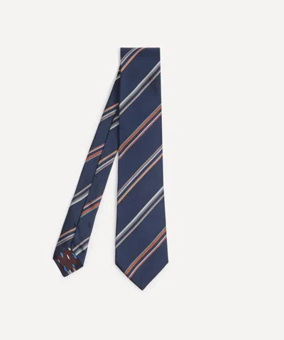 Paul Smith Mens Two-stripe Silk Tie In Blue