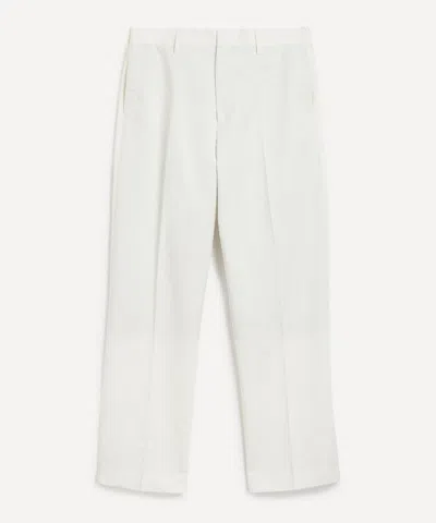 Paul Smith Mens White Cotton-linen Twill Trousers
