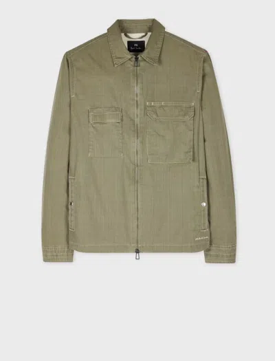 Paul Smith Mens Zipped  Front Overshirt In Green