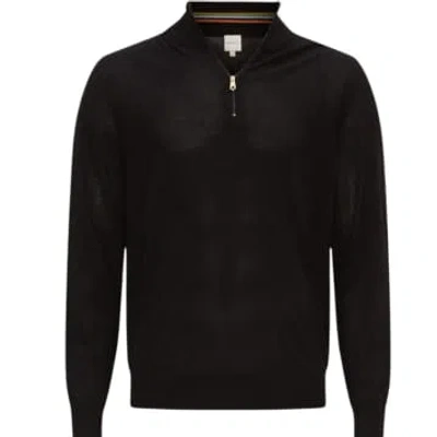 Paul Smith Menswear Merino Wool Half Zip Sweater In Black