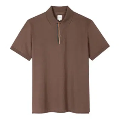 Paul Smith Menswear Signature Stripe Trim Polo Shirt In Mauve