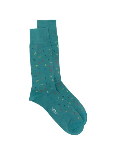 Paul Smith Meribel Logo-pattern Socks In Blue
