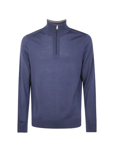 Paul Smith Mens High Neck Zip Sweater Top In Purple