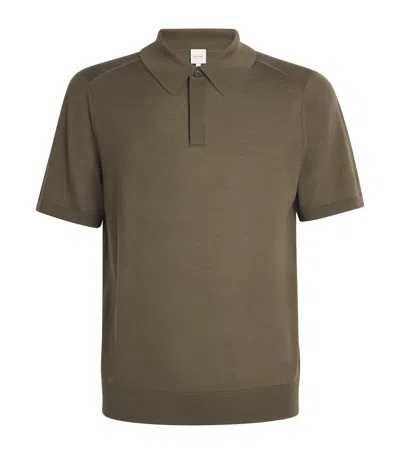 Paul Smith Merino Signature Stripe Polo Shirt In Green