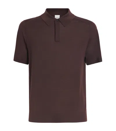 Paul Smith Merino Signature Stripe Polo Shirt In Brown