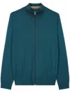 Paul Smith Petrol Blue Merino Wool Full-zip Cardigan In Blau