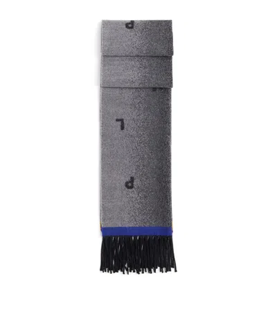 Paul Smith Merino Wool Jacquard Scarf In Gray