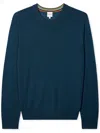 Paul Smith Petrol Blue Merino Wool V-neck Sweater In Blau