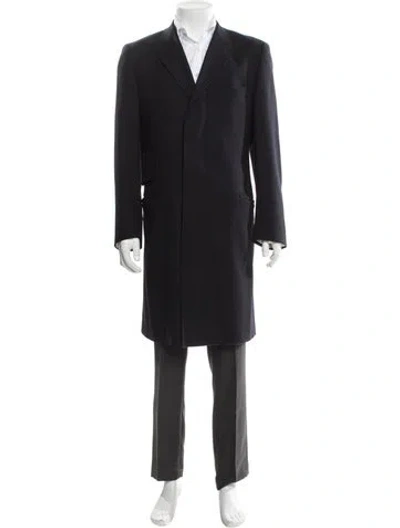 Pre-owned Paul Smith Merino Wool Overcoat In Blue