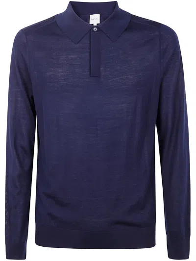 Paul Smith Merino Wool Polo Shirt In Blue