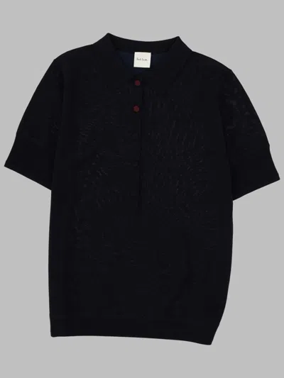 Paul Smith Merino Wool Polo Shirt In Blue