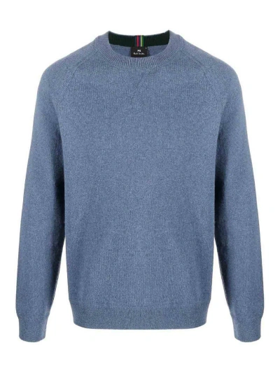 Paul Smith Merino Wool Raglan Sweater In Blue