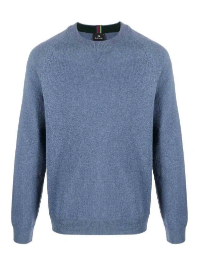 Paul Smith Merino Wool Raglan Jumper In Blue