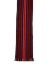 Paul Smith Fringed Merino Wool Scarf With Vertical Stripes In Red