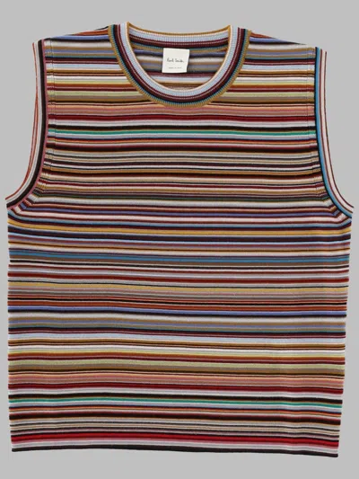Paul Smith Merino Wool Signature Stripe Vest In Multicolor