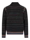Paul Smith Multicolored Striped Knit Sweater With High Neckline In Black