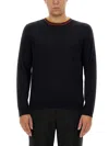 Paul Smith Lightweight Wool Crewneck Sweater With Ribbed Trim In Blue