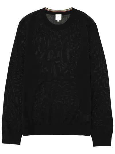 Paul Smith Merino Wool Sweater With Textured Detail And Classic Design In Black
