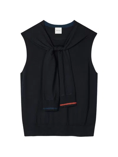 Paul Smith Merino-wool Blend Knitted Vest In 블루