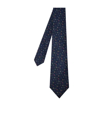 Paul Smith Micro Floral Tie In Blue
