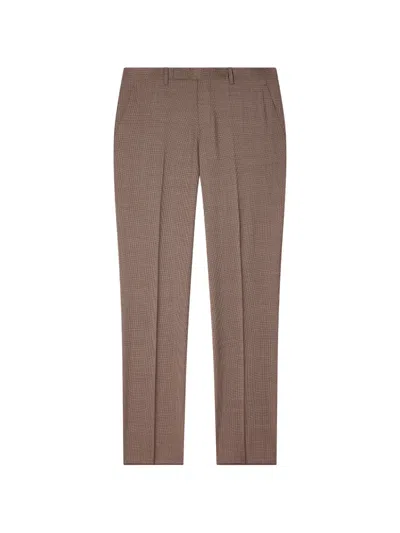 Paul Smith Micro-check Tailored Trousers In Brown