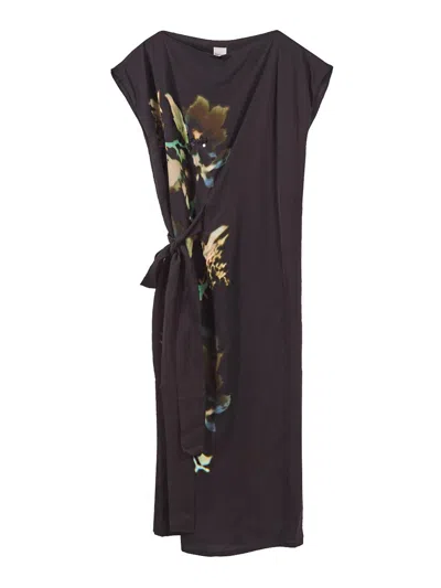Paul Smith Midi Dress Foulard Printing In Black