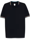 Paul Smith Black T-shirt With Multicolor Striped Accents In Blue