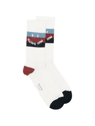 Paul Smith Milo Logo-stripe Socks In White