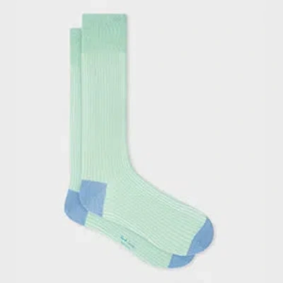 Paul Smith Mint Green Ribbed Cotton-blend Socks