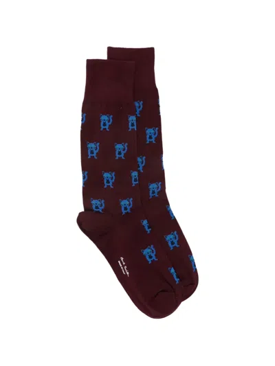 Paul Smith Miro Cat Printed Socks In Brown