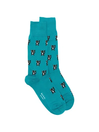 Paul Smith Miro Cat Socks In Blue