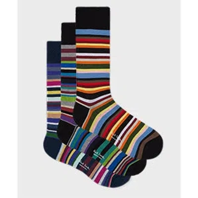 Paul Smith Mix Stripe Socks Three Pack Multicolour