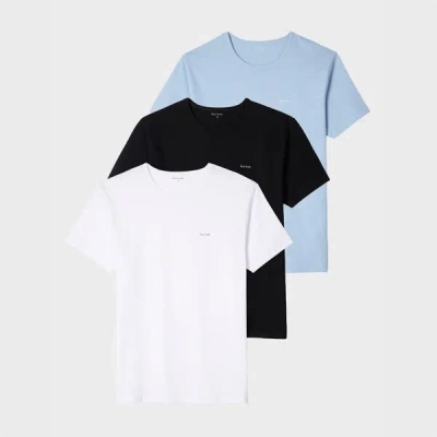 Paul Smith Mixed Colour Organic Cotton Logo Lounge T-shirts Three Pack Multicolour