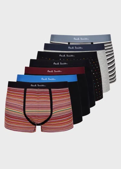 Paul Smith Mixed 'signature Stripe' And Pattern Boxer Briefs Seven Pack Multicolour